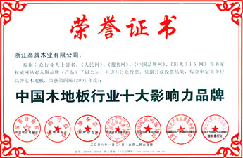 木地板行业十大影响力品牌